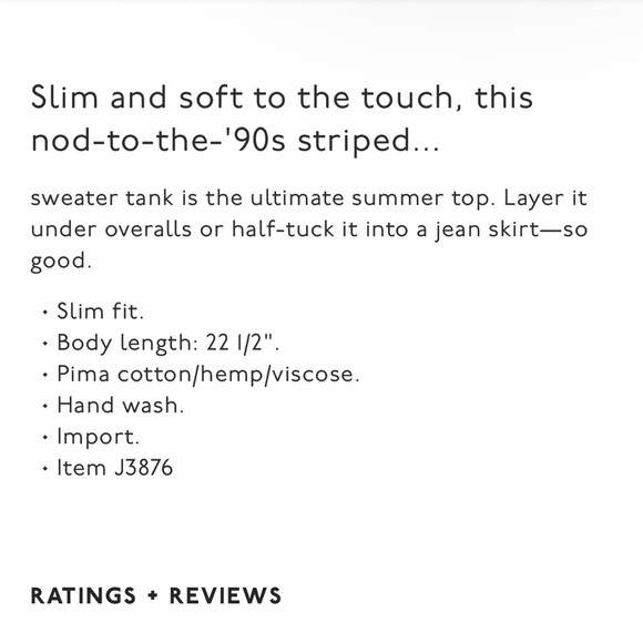 NWOT Madewell Apron Sweater Tank in Stripe - Picture 3 of 7